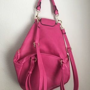 Pink tote leather backpack